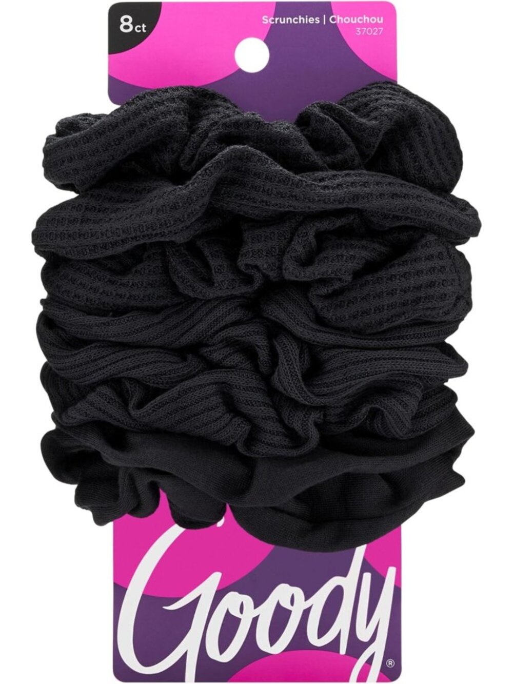 8 Black Ouchless Jersey Scrunchies - Damage-Free, Dentless Hair Ties for All